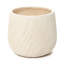 Jardinière d'extérieur en fibre d'argile beige avec rainures diagonales, silhouette arrondie
