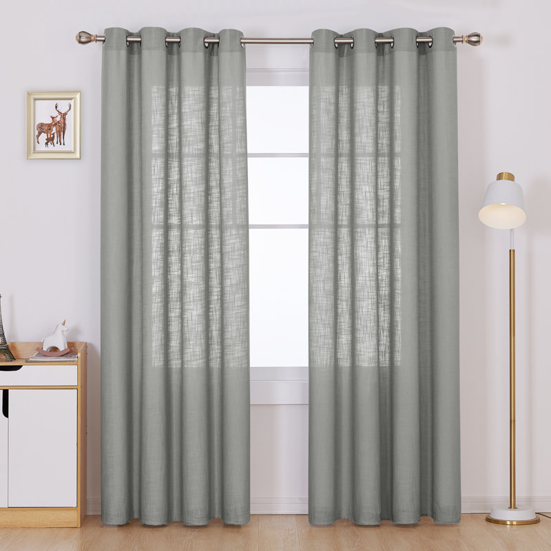 Gray Sheer Polyester Grommet Window Panels, 52" x 84"