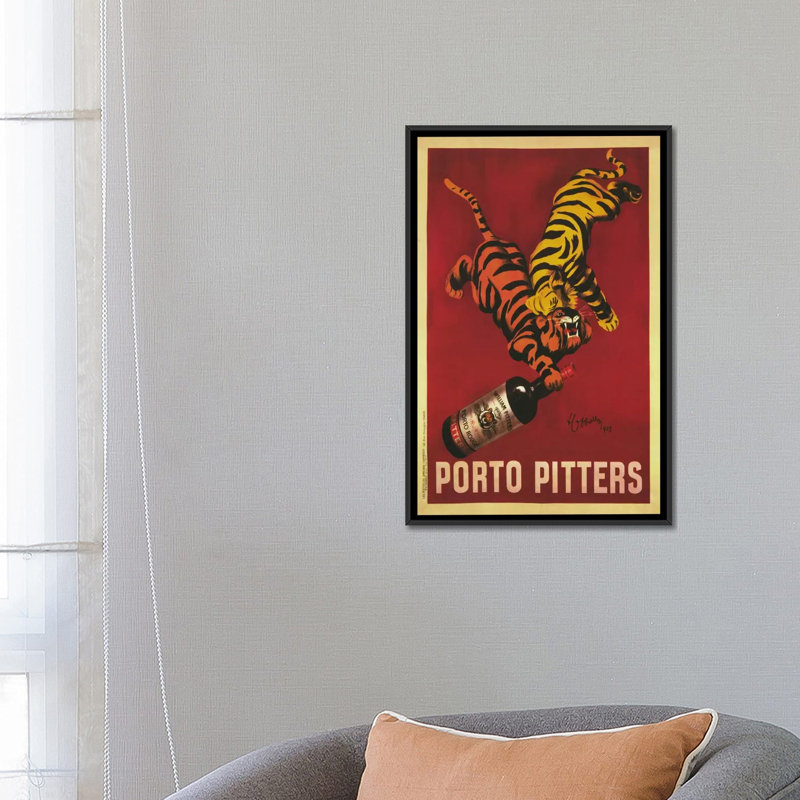 Toile rétro, art mural porto, H 48 po x l 32 po x P 1,5 po, Toile avec cadre noir, Pas de tapis
