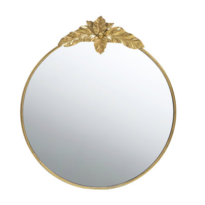 Large Gold Metal Edged Wall Mirror, Beautifying Bedroom Living Room 36" X 41" Round Mirror With Grace, Decorative For