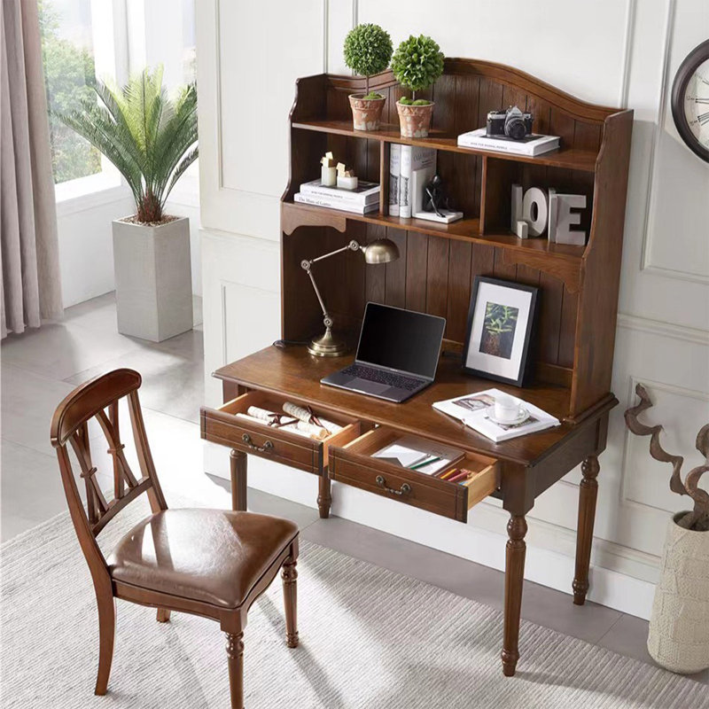 Bureau de direction rectangulaire en bois massif avec tiroirs Nut-brown, Nut-brown, 29.92"H*39.37"W*19.69"D