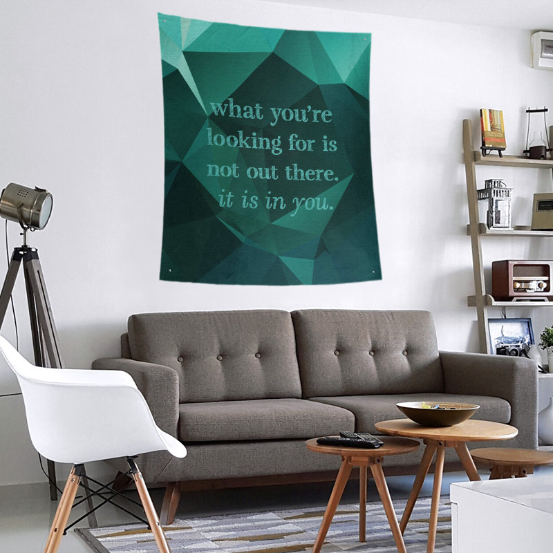 Tapisserie quote-pierre en faux-faux-citation en polyester, Vert émeraude, H 60 po x l 51 po