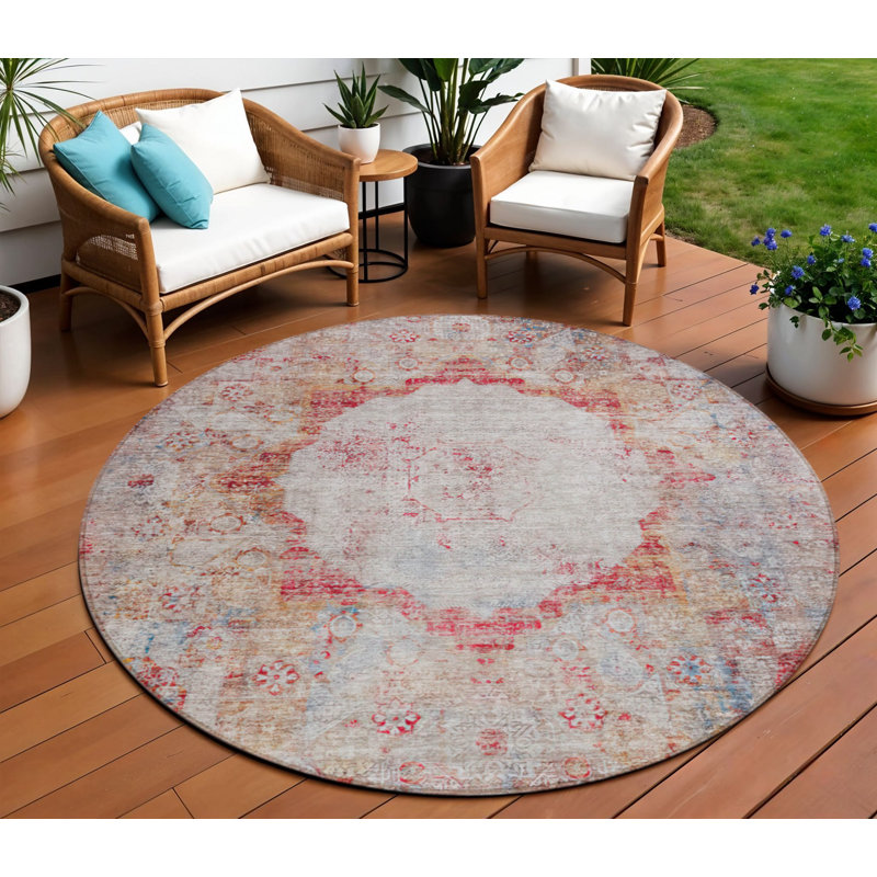 Tapis oriental rond 8 po gris
