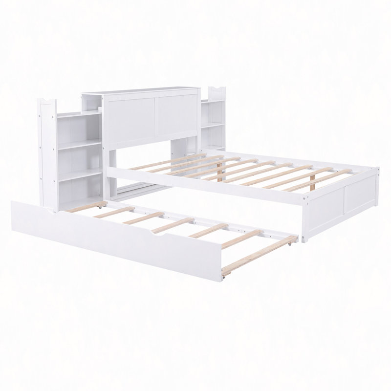 Lit plateforme avec rangement et tablettes gigognes