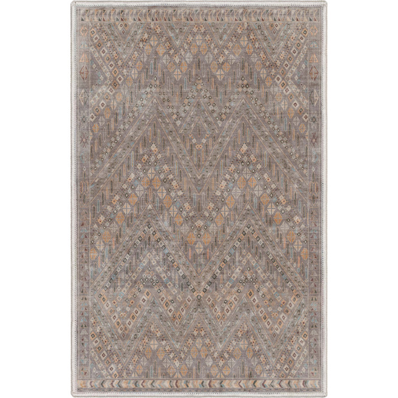 Tapis à chevrons gris Ervin Anya, Rectangle 2 pi x 3 pi