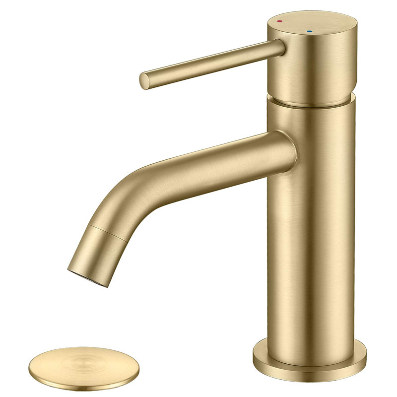 Modern Single-handle Bathroom Faucet with Drain Assembly, Gold