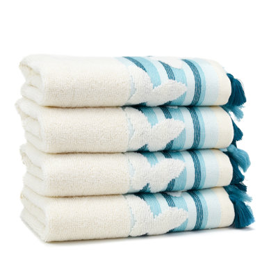 Butterfly 4 Piece Turkish Cotton Washcloth Set