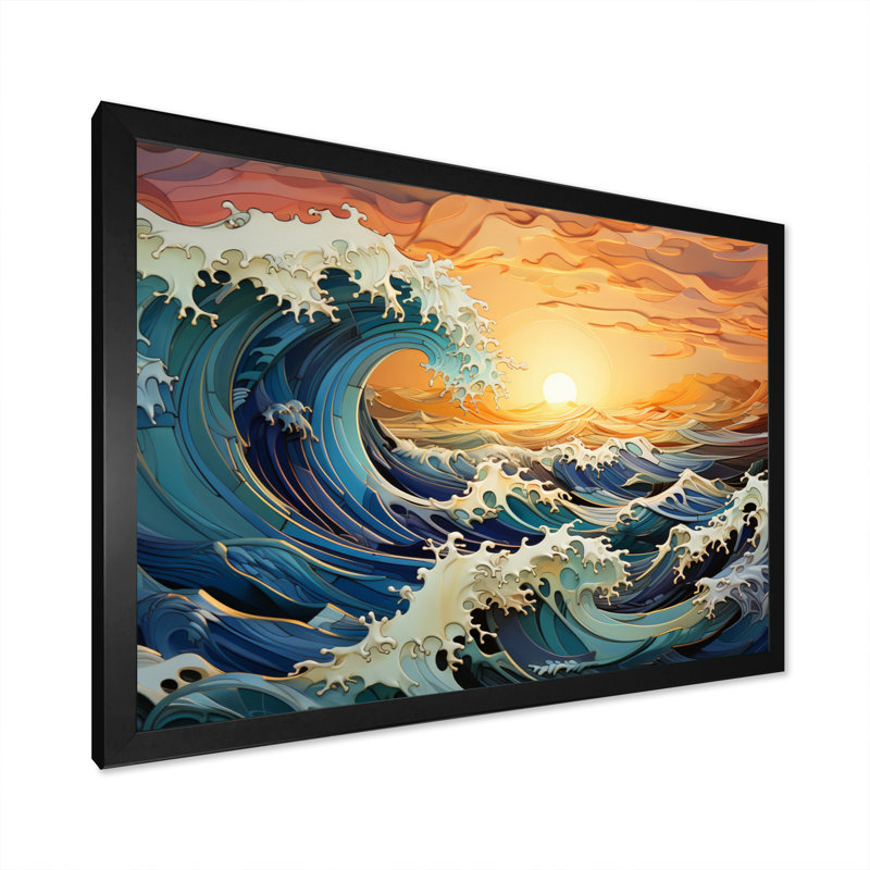 «Teal Kinetic Waves III», reproduction sur toile, H 34 po x l 44 po x P 1,5 po, Cadre simple noir