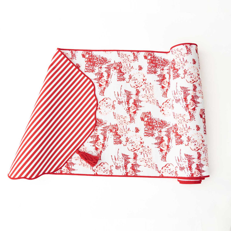 Santa Toile Tassel Table Runner