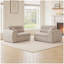 Canapé tissé à compression en chenille rayée, canapé compact à rangée droite avec éponge haute densité, canapé économiseur d'espace requis sans assemblage pour salon, appartement, bureau (blanc et brun)-829285000