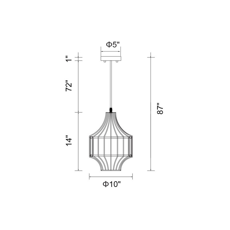 Luminaire suspendu noir 10 "pour 1 lumière avec culot E26