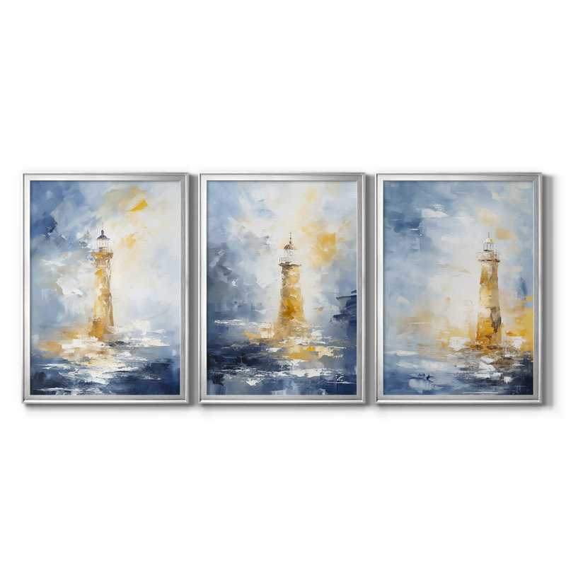 NAUTICAL Series DL III - Toile tendue avec châssis sur mesure - 3 pièces, H 21 po x l 30 po, Argent argent