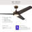 Velto 60" 3-Blade Indoor Heritage Brushed Bronze Smart Ceiling Fan with LED and Wall Control Powered by Bond Home App-127174482