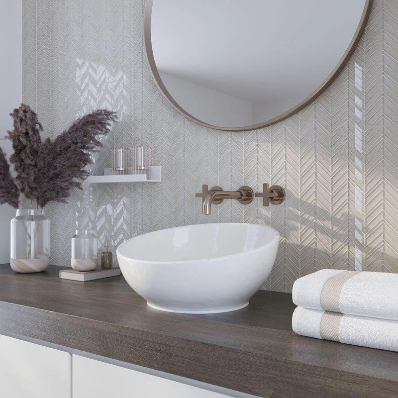 1.2" x 3.5" Glass Mosaic Wall & Floor Tile, White