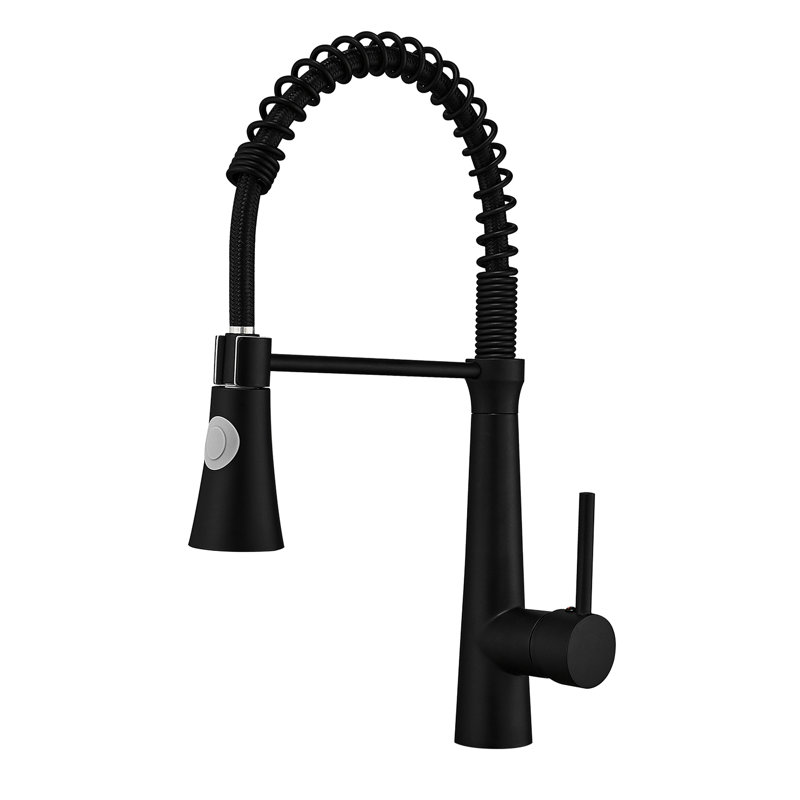 Modern Black Kitchen Faucet With Pull-Down , Single Handle, Brass Material, , Flexible Water Outlet, Easy Install Process Pull Down Faucet, Handle Design, Robust Construction, Corrosion Coating,