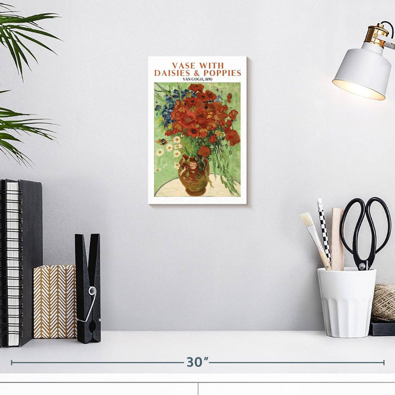 Vase avec marguerites et coquelicots Van Gogh, H 12 po x l 8 po
