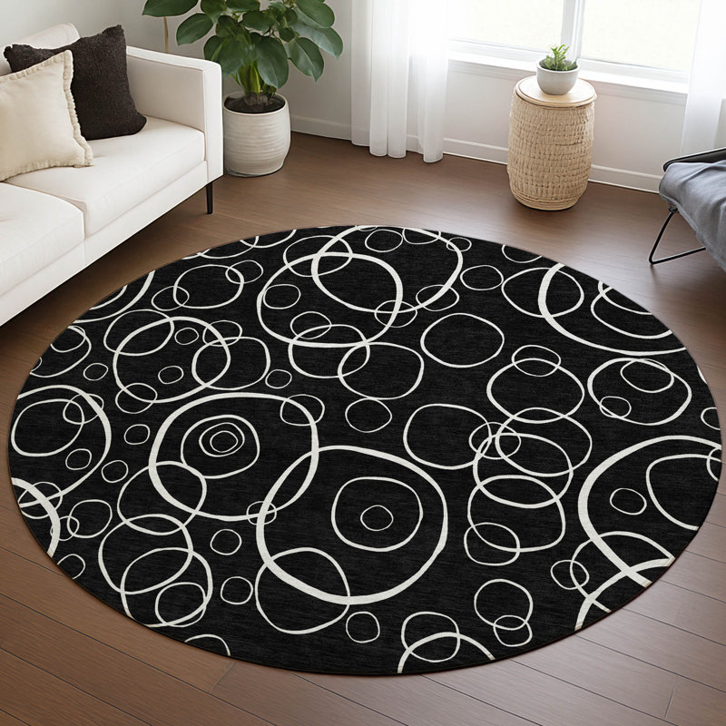 Machine Washable Indoor/Outdoor Orville ACN2407 Geometric Rug, Round 8'