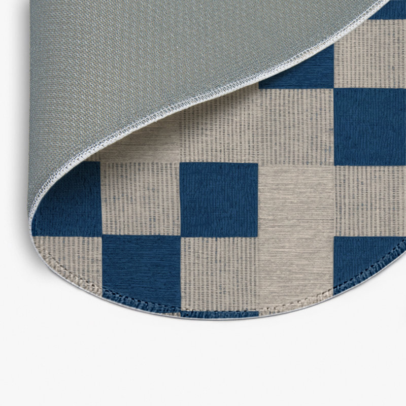 Tapis d'intérieur et d'extérieur à carreaux gris, Rond 5 pi