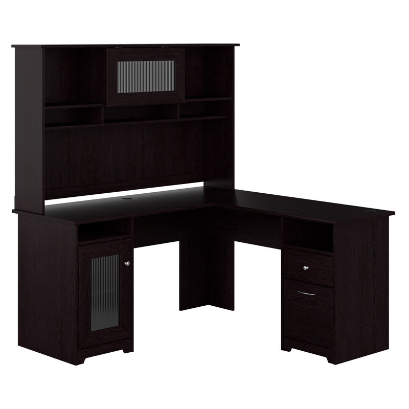 Ozro L-Shaped Executive Desk, Espresso Oak