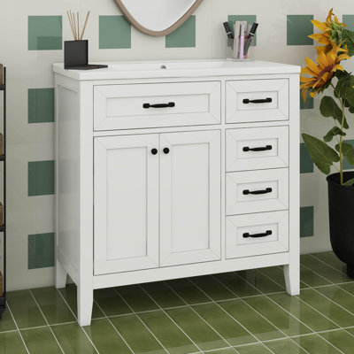 36" Bathroom Vanity With Sink Combo, Bathroom Cabinet With Drawers, Solid Frame And MDF Board