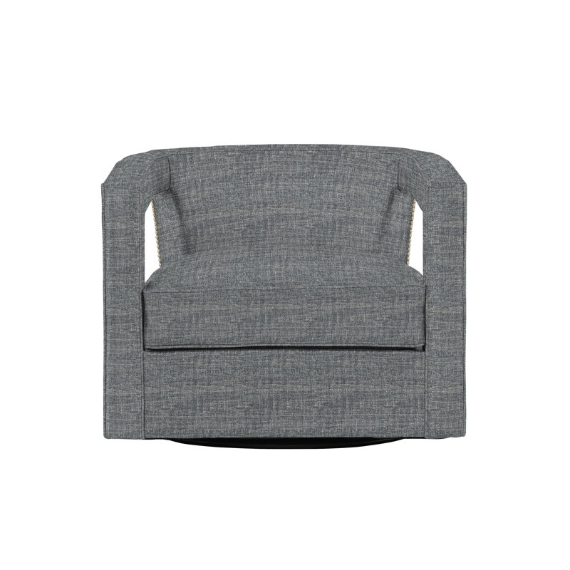 Alana 32.5'' Wide Swivel Barrel Chair, Nickel, Dark Grey Chenille 5533-011