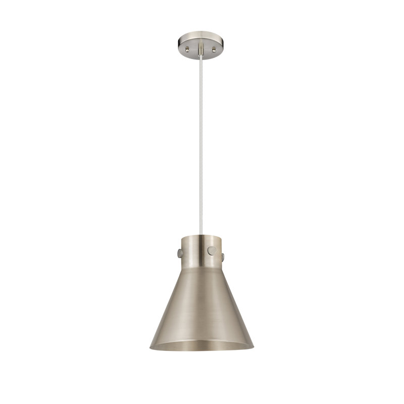 Luminaire suspendu à cordon en métal 1 lumière 10 po Coterie Newton, H 11 po x l 10 po x P 10 po, Nickel satiné