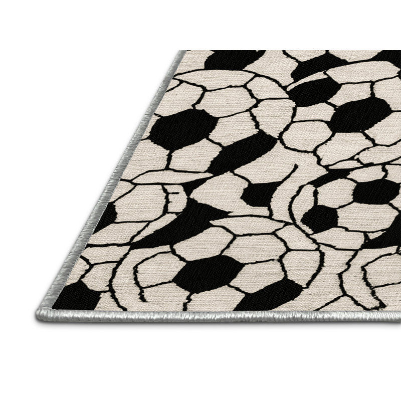  Tapis lavable avec ballon de soccer, Rond 6 pi