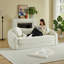 Canapé inclinable convertible courbé de 86 pouces, canapé-lit pliant sans cadre 2 en 1 avec base coulissante et siège profond, canapé inclinable en chenille à deux places, aucun assemblage requis beige-751128188