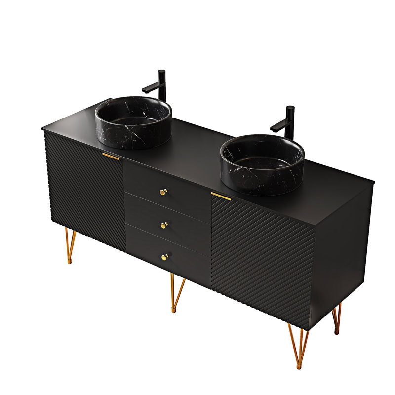 Meuble-lavabo autoportant avec lavabos