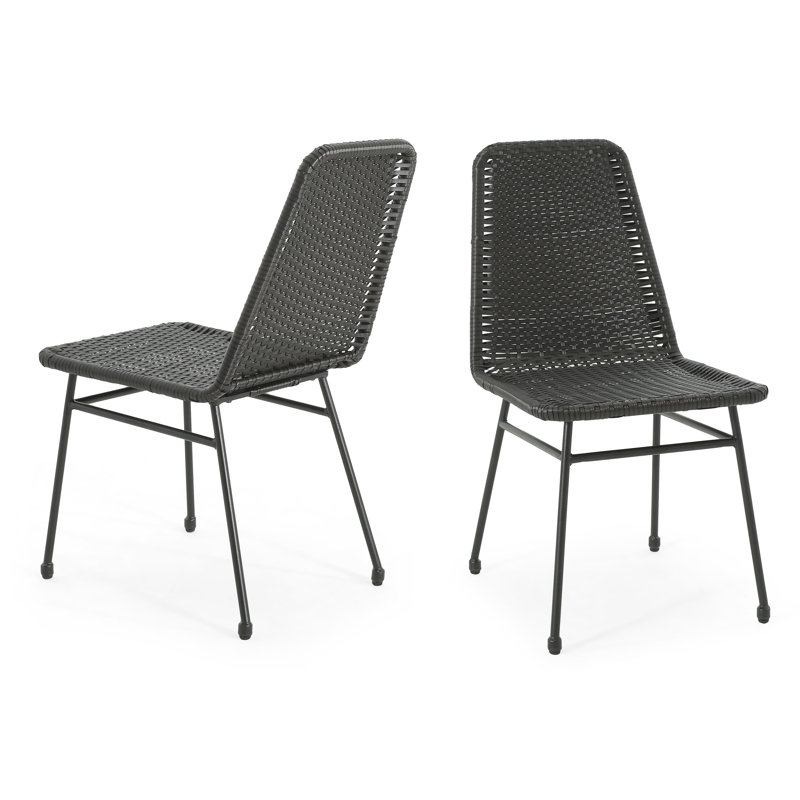 Chaise en rotin tissé Nethaniel, Noir