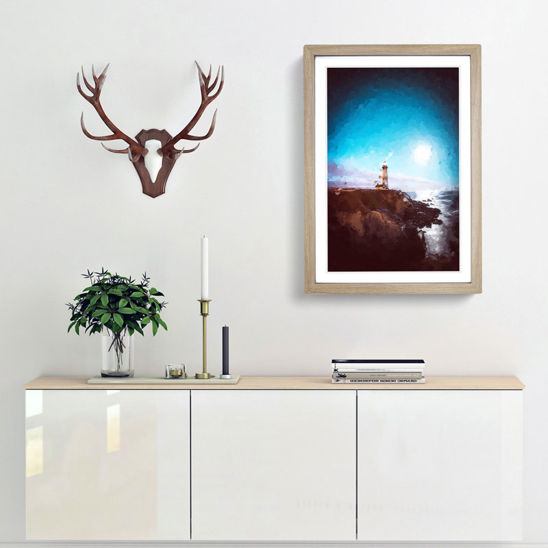 Pigeon Point Lighthouse - Picture Frame Graphic Art Print, 36cm H x 27cm W x 2cm D, Oak Framed