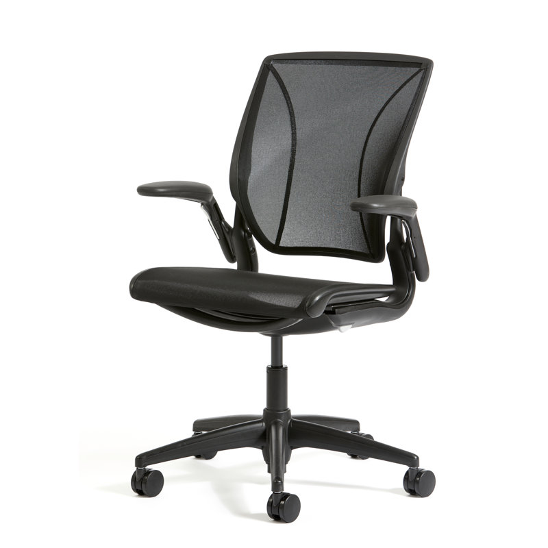 World LM, Black Ergonomic Task Chair with Poppy Seed Backrest, and Light Brown Autumn Upholstered Seat, Black, Black Mesh