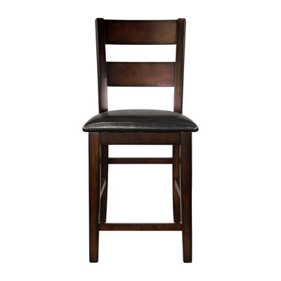 Alvaro 2 Counter Height Chairs, Cherry Finish Wooden, Faux Leather Upholstery Seat, Fashion Dining Room Of Finish, Wood Frame, Seat