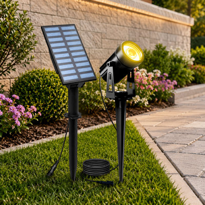 Waterproof Outdoor Solar Landscape Spotlights in Warm White, Solar-Powered Uplights for Trees, Flags, Gardens, Ponds, Pathways and Pool Areas