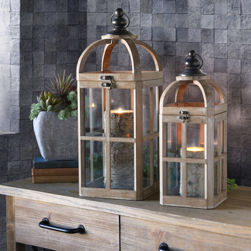 Wood Tabletop Lantern