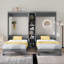 Lit escamotable double 2 en 1 avec armoires et tablettes, lit escamotable mural en bois, lit plateforme pliable-124060999