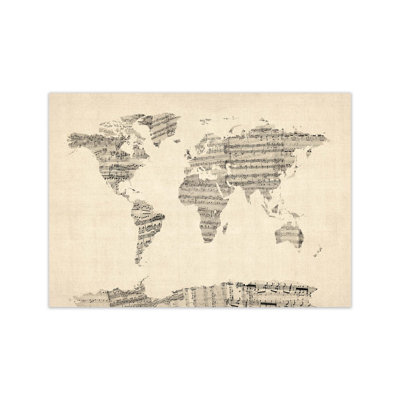 Sheet Music Map Of The World by Michael Tompsett - Print