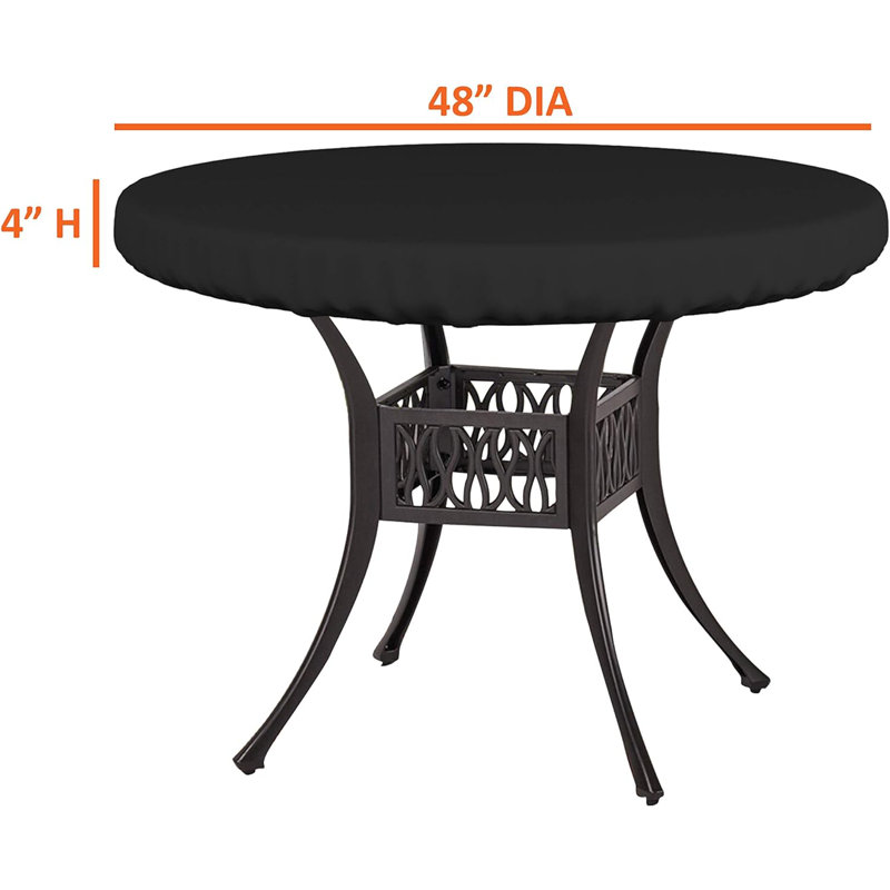 Heavy-Duty Multipurpose Round Patio Table Cover, Waterproof Outdoor UV-Resistant Table Top Cover, 4" H x 48" W x 48" D, Black
