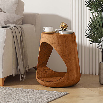 MGO Hollow Side Table, Wood-like texture
