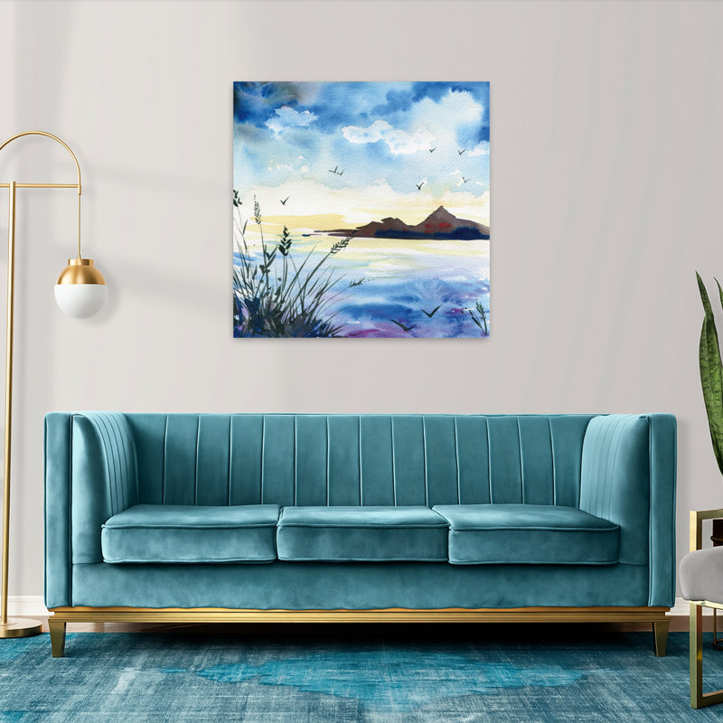 Crépuscule, art contemporain, H 36 po x l 36 po