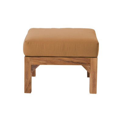 Repose-pieds extérieur en teck avec coussin Sunbrella