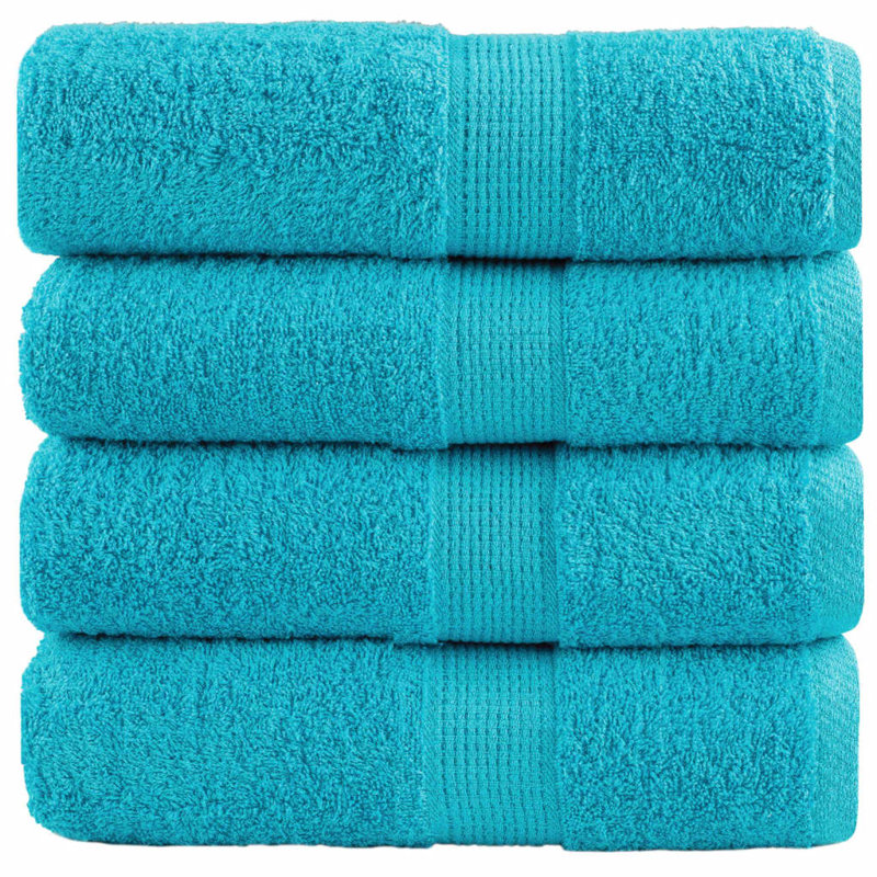 Premium Shower Towels SOLUND 4Pcs 600Gsm, Turquoise, Hand Towels - 4 Pack