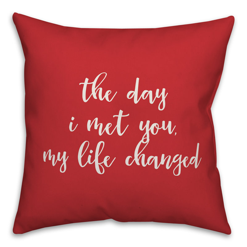  Coussin The Day I Met You My Life Changed, Rouge / Blanc, Coussin décoratif