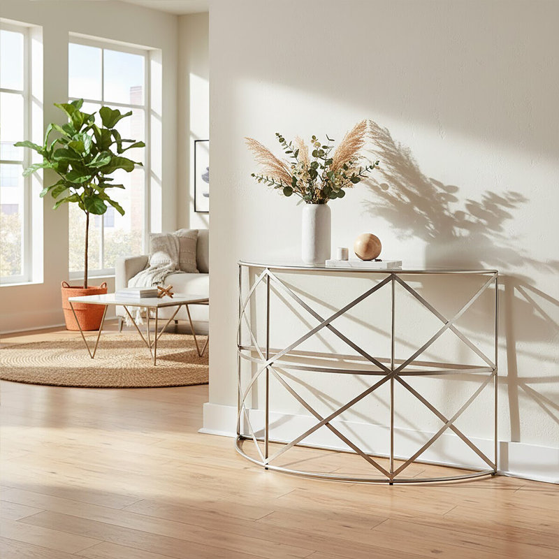 Smithey 113cm Glass Top Console Table