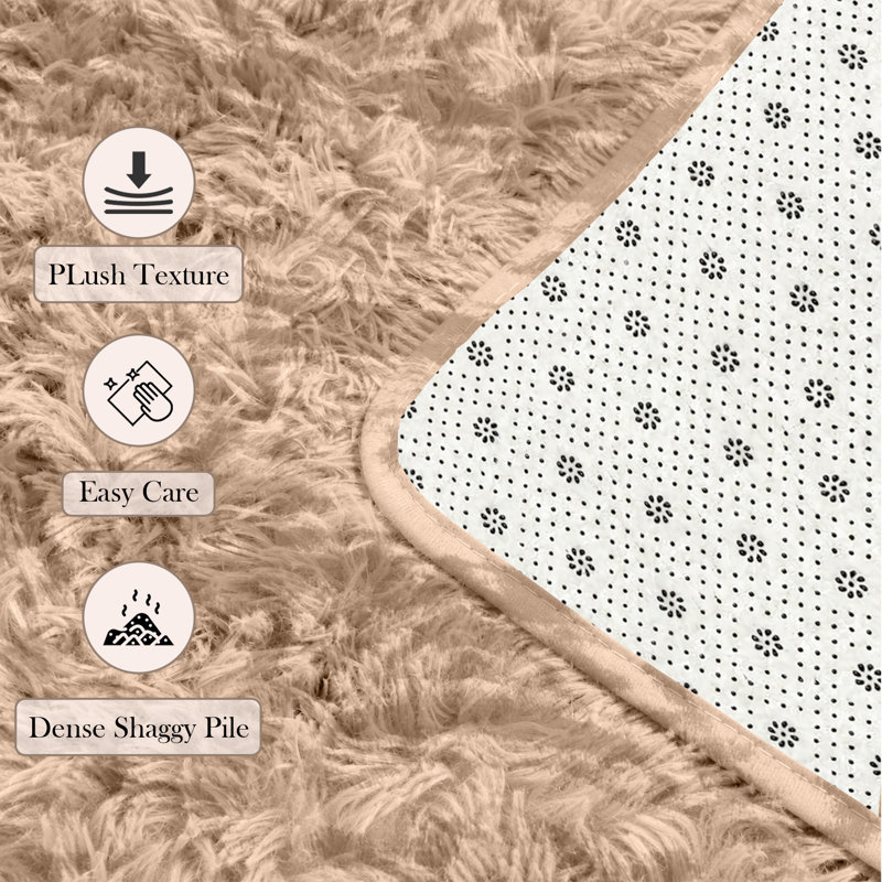 Rectangle Shaggy Washable Area Rug, Tye Dye Beige, Runner 80 x 300 cm