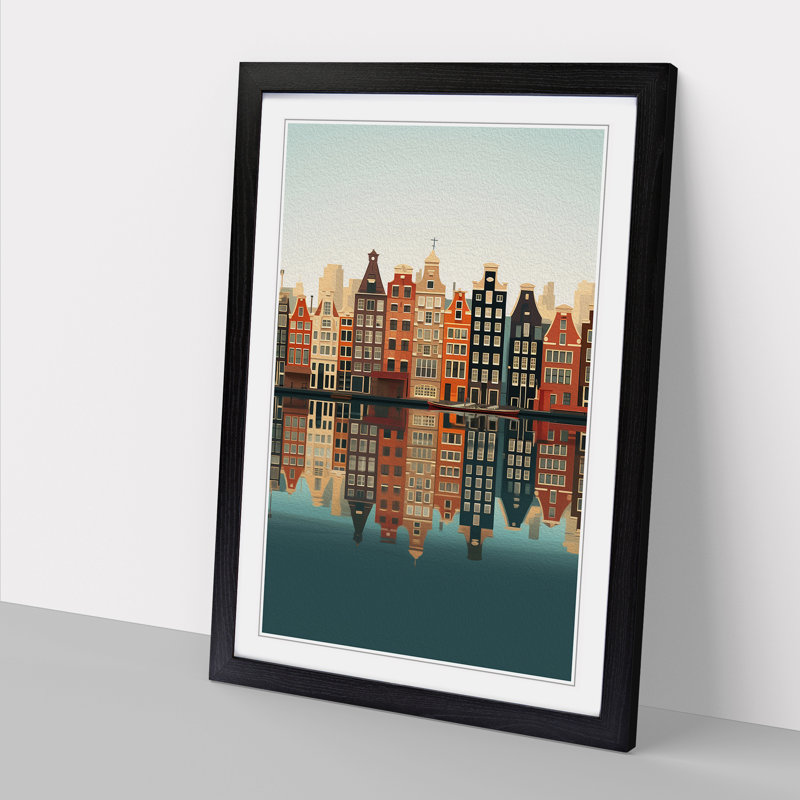 XYZ-FRM-V1223-1801 Amsterdam Minimalism - Single Picture Frame Print on Wood, 46cm H x 34cm W x 2cm D, Black 