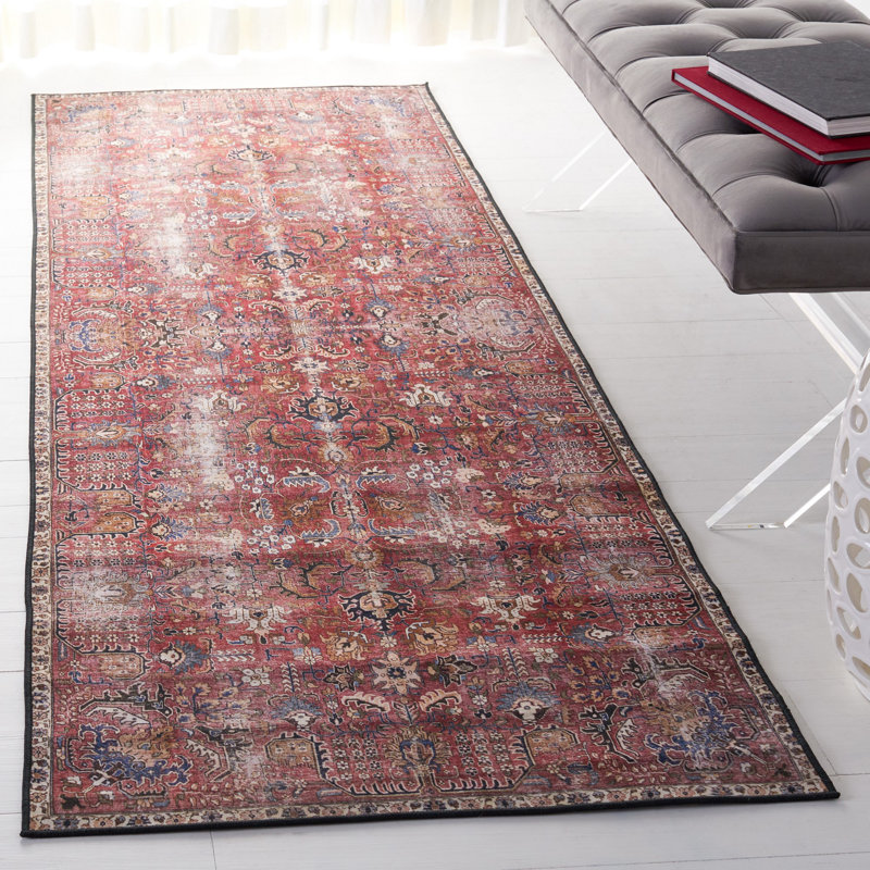 Adon Oriental Red/Beige/Black Area Rug, Runner 2'6" x 8'