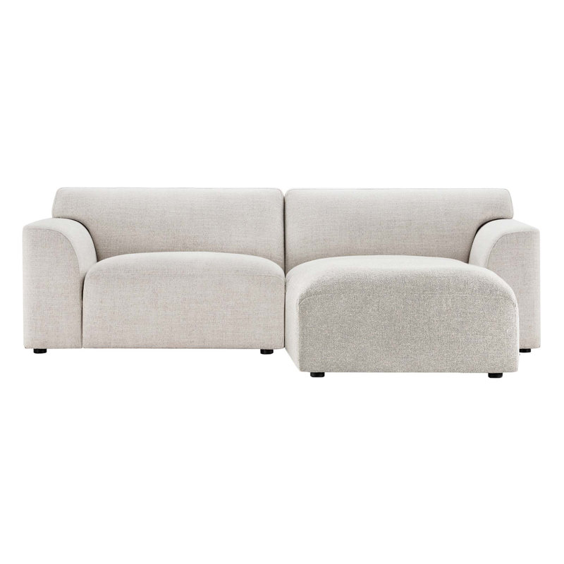 Morell 3-Piece 93'' Upholstered Modular Sofa with Ottoman, Nathan Wheat Tweed