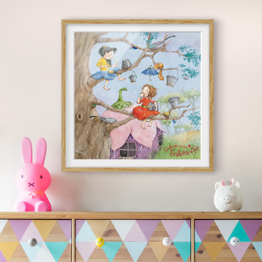 Gerahmtes Poster The Strawberry Fairy - Es regnet