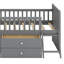 Structure de lit plateforme en bois avec tiroirs de rangement, lit plateforme avec tête de garde-corps et échelle-731285764